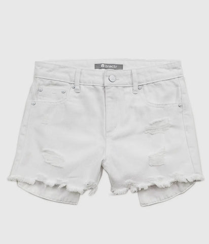 Tractr Jeans Girls- Weekender Short With Destruction - White or Indigo