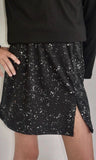Area Code 407 Black And Silver Pencil Side Slit Skirt
