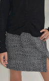 Area Code 407 Black And White Linear Print Side Slit Skirt