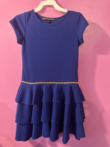 Dolls And Divas Couture Blue Dress  With Rhinestone Waist