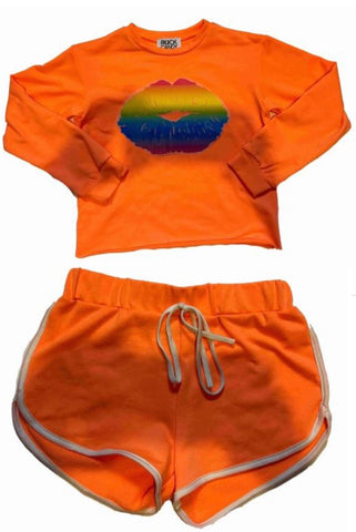 Rock Candy NY Orange Lips Lite Weight Sweatshirt  Or Varsity Shorts