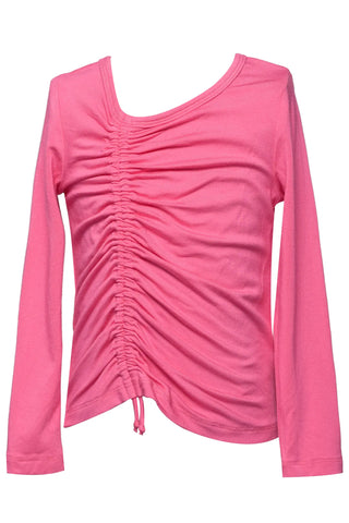 Sara Sara  Pink Asymmetrical Long Sleeve Shirt