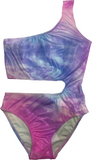 Cheryl Creations Pink Tie Dye One Piece Cut Out Bathing Suit