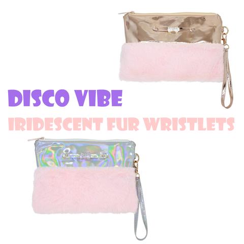 Disco Vibe Iridescent Fur Wristlet