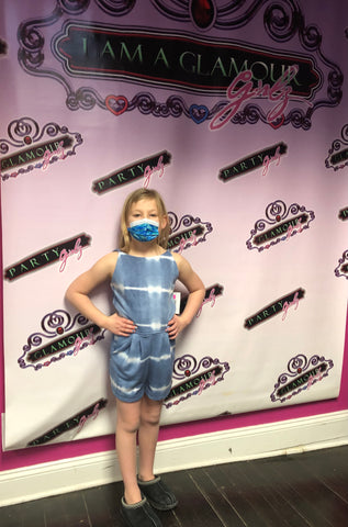 Area Code 407 Blue Tie Dye Tie Back Romper