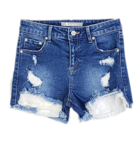 Tractr Girls High Rise Deconstructed Shorts
