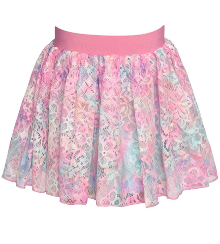 Sara Sara Rainbow Print Lace Skirt