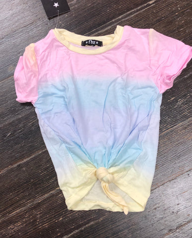 Flowers By Zoe Pastel Ombre Knot Front Short Sleeve Shirt