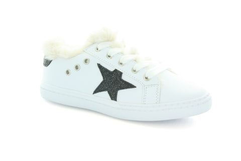 White Fur Star Lace Sneaker Shoes