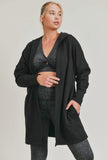 Mono B Open Front Longline Curvy Hoodie Cardigan With Fleece Lining