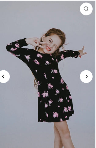 Flowers By Zoe Black Pink Rose Dress