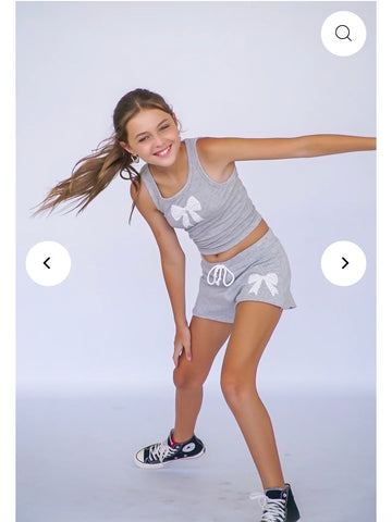 Flowers By Zoe Grey Shorts Or Tank With Bow Patch  White Eyelet Or Sweatshirt