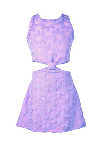 Flowers By Zoe All Over Terry  Knotted Daisy  Lavender Dress
