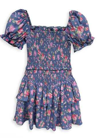 Katie J NY Tween Lainie Dress Vintage Blue Bow Floral