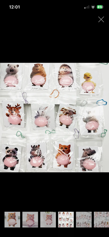 3D Squishy Belly Sticker Fidget Sticker Key Ring assorted