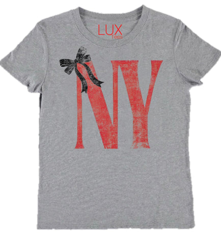 Lux Heather Grey NY Bow T-Shirt
