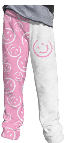 Penelope Wildberry Pink & White Smiley Face Fuzzy Lounge Pants Or Hoodie