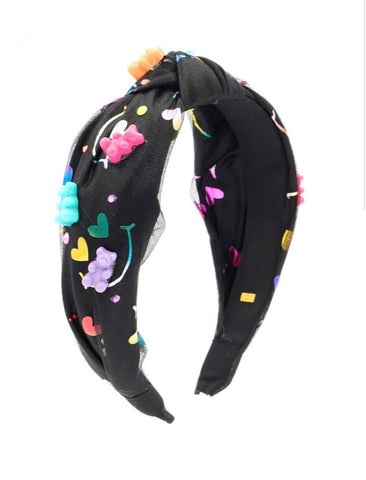 Bari Lynn Shimmer Smiley Knot Headband With Gummy Bears
