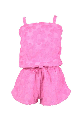 Flowers By Zoe All Over Daisy  Sleeveless Romper Fuschia