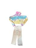 Pink Yellow And Aqua Tie Dye Hoodie With Rhinestone Smiley Faces