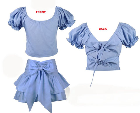 Flowers By Zoe Blue Poplin Skirt Or Top