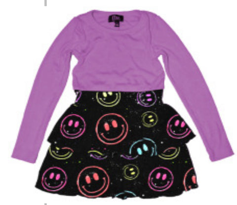 Flowers By Zoe Purple Dress With Neon Smiley | Glamour Girlz Central Highland Park Flowers By Zoe Purple Dress With Neon Smiley | Glamour Girlz Central Highland Park