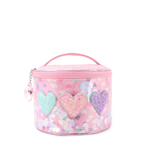 Omg Accessories Confetti Hearts Pink Round Glam Bag