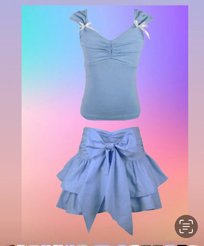 Flowers By Zoe Blue Poplin Skirt Or Top