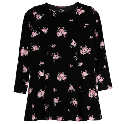 Flowers By Zoe Black Pink Rose Dress