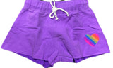 Flowers By Zoe Neon Purple With Stripe Heart  Shorts Or Ribbed Tee Or Ribbed Trim Tank