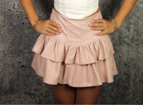 If So Pink Faux Leather  Ruffle Skort