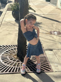 Flowers By Zoe Smocked Denim Top or Skort