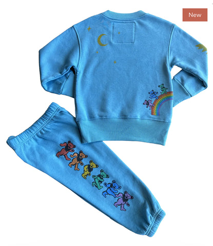 Rowdy Sprout Greatful Dead Rainbow Bears Crewneck Sweatshirt Or Sweatpants Bluest Skies