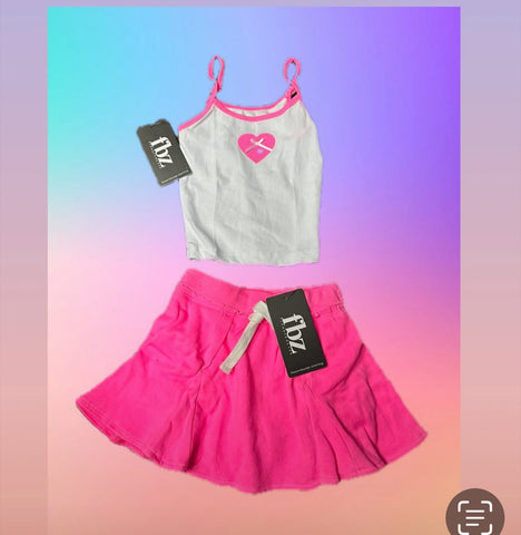 Flowers By Zoe Neon Pink Trim Tank Or Shorts Or Skort