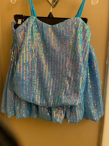 Flowers By Zoe Blue Sequin Bubble Skirt And Sequin Tank Top