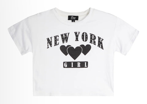Flowers By Zoe White Shirt New York Girl  Heart With Black Lettering And Stones