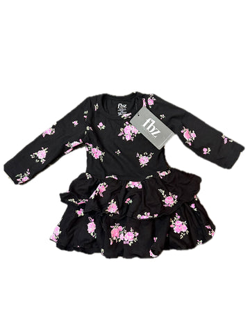 Flowers By Zoe Infant Black And Pink Rose Dress