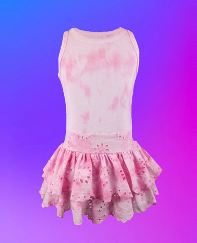Flowers By Zoe Tye Dye Pink Eyelet Tank Dress