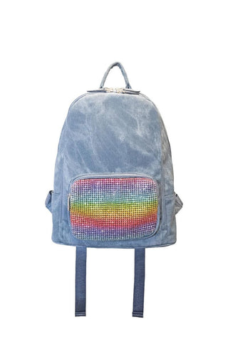 Bari Lynn Denim Crystal Backpack