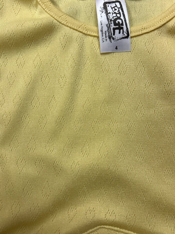 Erge Pointelle Heart Crossover Top Yellow