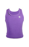 Flowers By Zoe Purple Or Turquoise Star Embroidery Ribbed Tank