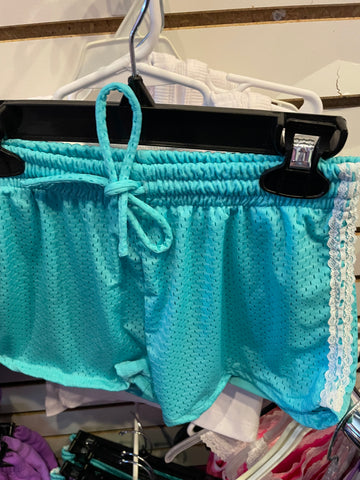 Flowers By Zoe Aqua Mesh Shorts Or White Ribbed Tank With Aqua Heart