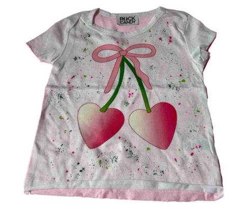 Rock Candy White Shirt With Splatter Cherries