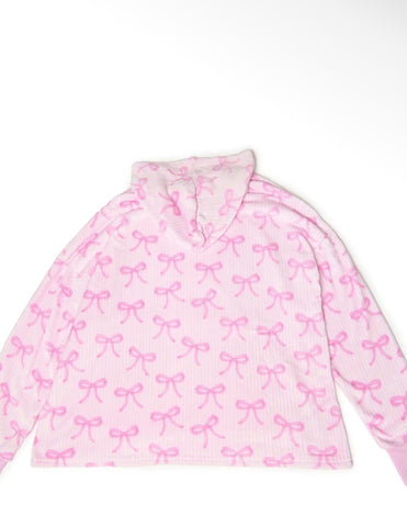 Omg Fleece Oversized Bow Printed Hoodie