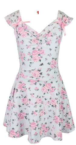 Flowers By Zoe Dress White With Pink Cabbage Roses