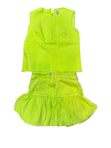 Erge Designs Pigment Washed Neon Lime Tank And Skort