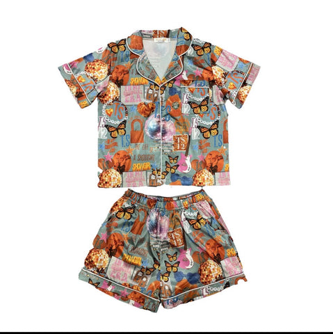 Show Girl Era Print Silk Pajama Set