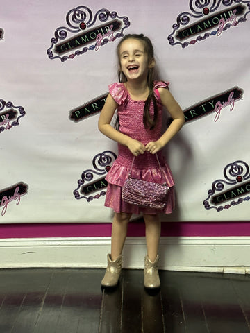 Flowers By Zoe Pink Glitter Metallic  Skirt Or Smock Top