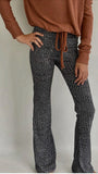Black And White Linear Print Flare Pant