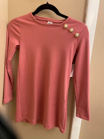 Erge Mauve Micro Button Long Sleeve Dress